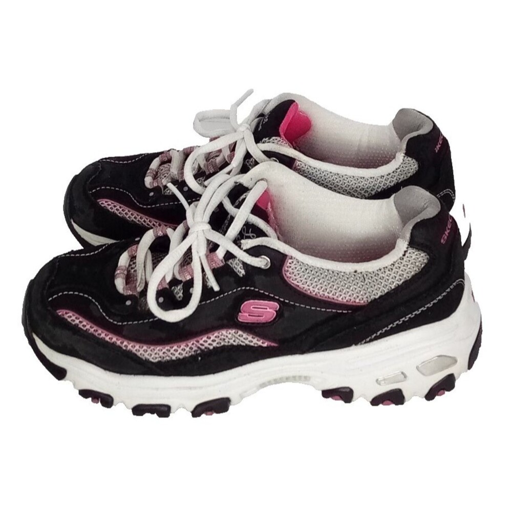 Skechers DLites Centennial Sneakers Black White Pink Womens Size 6 11617 Flaw